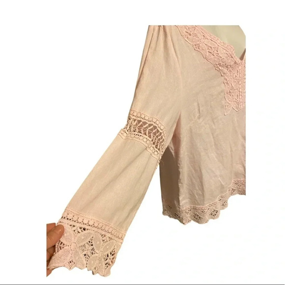 Saint Tropez West Light Pink Linen Blend Tunic Top - Picture 2 of 6